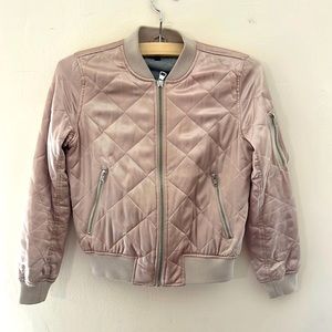 Topshop quilted silk bomber jacket. Medium. Light pink